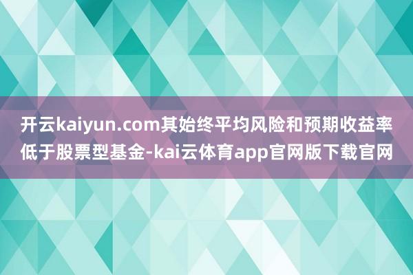 开云kaiyun.com其始终平均风险和预期收益率低于股票型基金-kai云体育app官网版下载官网