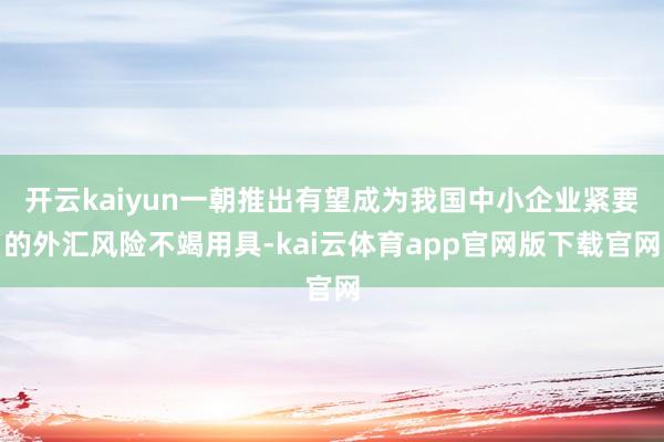 开云kaiyun一朝推出有望成为我国中小企业紧要的外汇风险不竭用具-kai云体育app官网版下载官网