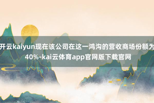 开云kaiyun现在该公司在这一鸿沟的营收商场份额为 40%-kai云体育app官网版下载官网
